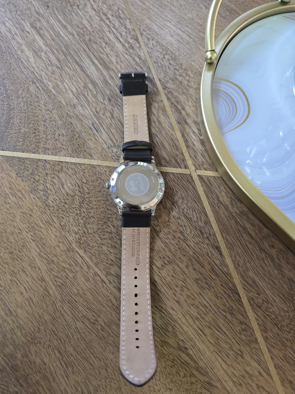 Men's Automatic Watch with Brown Leather Strap and Silver Case Orient Bambino